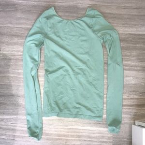 Mint shirt open back.